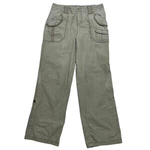 Vintage Y2K DKNY Women’s Cargo Canvas Green‎ Hiking Pants with Roll Up Leg - 8
